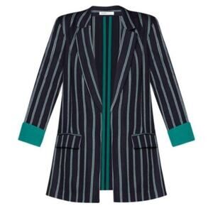 BCBGeneration Navy Green Striped Blazer Medium